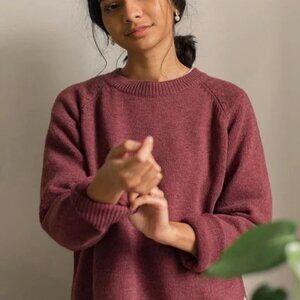 Olive Clothing Crewneck Wool Sweater in Rose Wine S/M